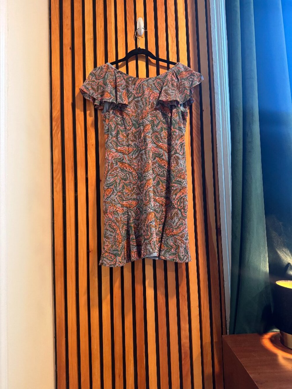 J.Crew Paisley Ruffle Flutter Sleeve Dress - Size 4 - Blue & Orange